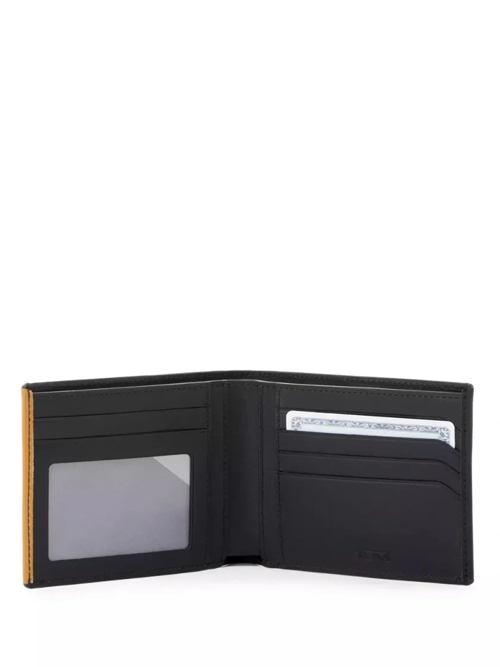 TUMI NASSAU DOUBLE BILLFOLD WALLET BLACK GOLDEN BROWN NEW IN BOX
